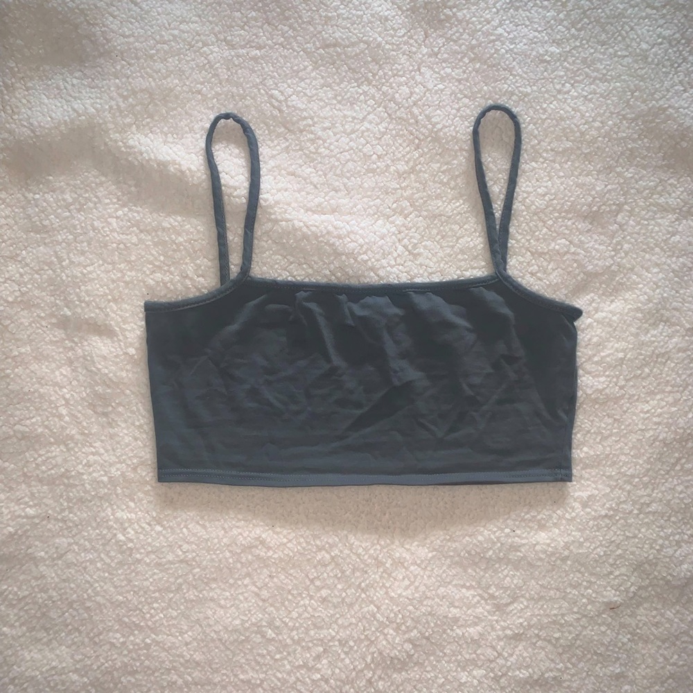 PrettyLittleThing gray micro crop top